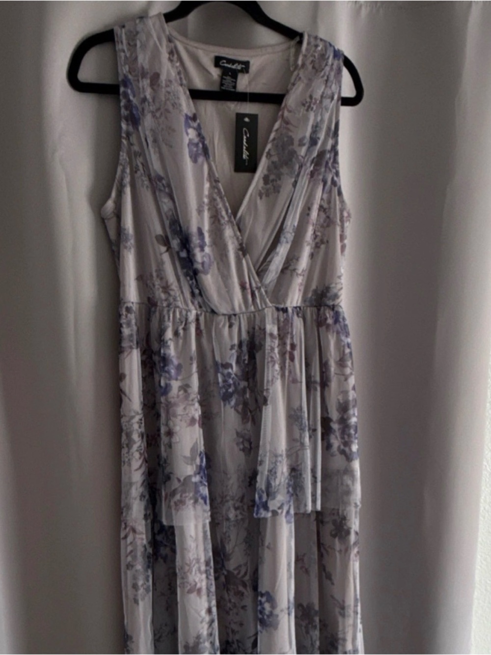 Candie's Lavender Floral Tiered Maxi Dress